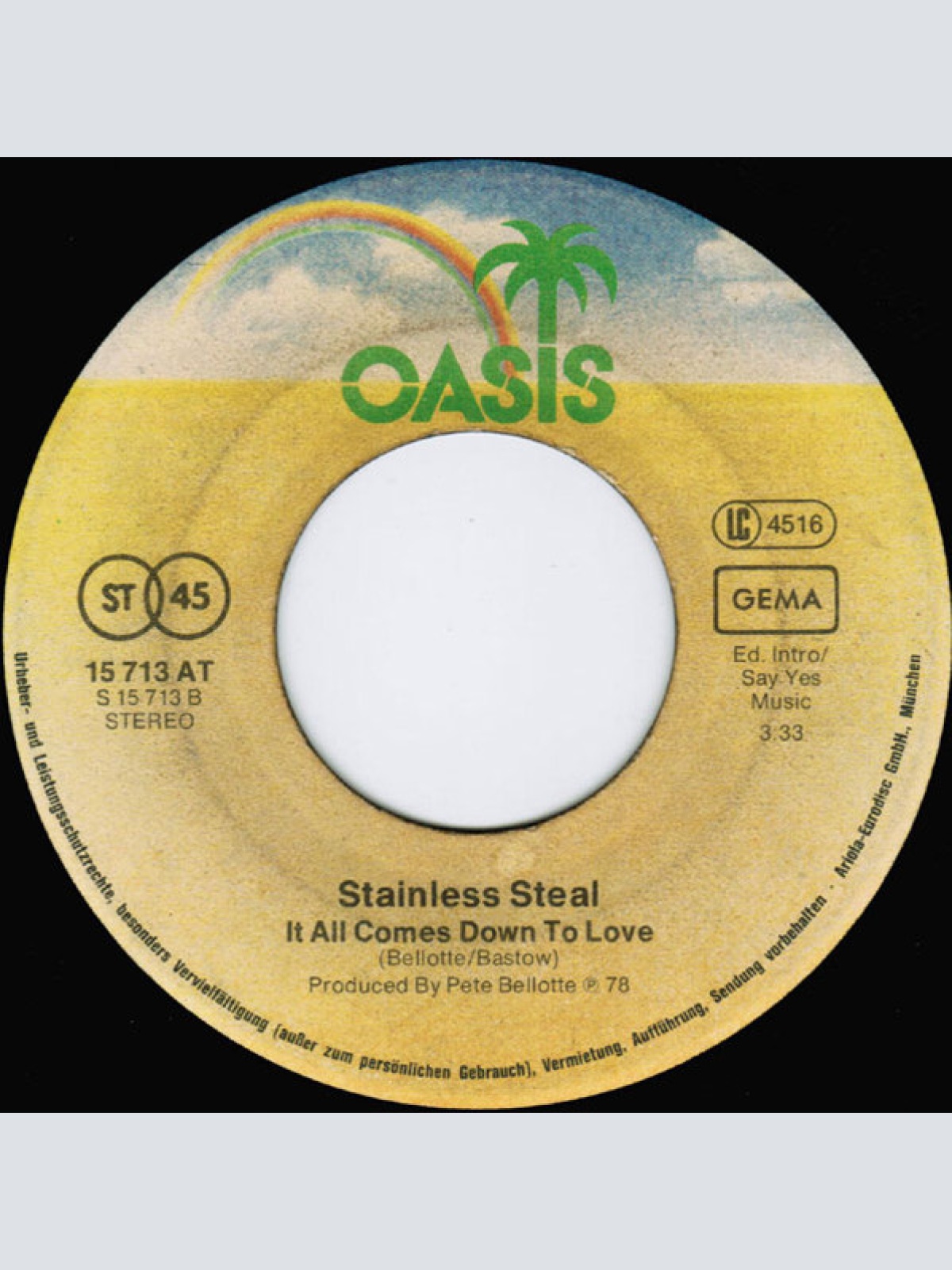 Vinyl / Stainless Steal - Can-Can / It All Comes Down To Love