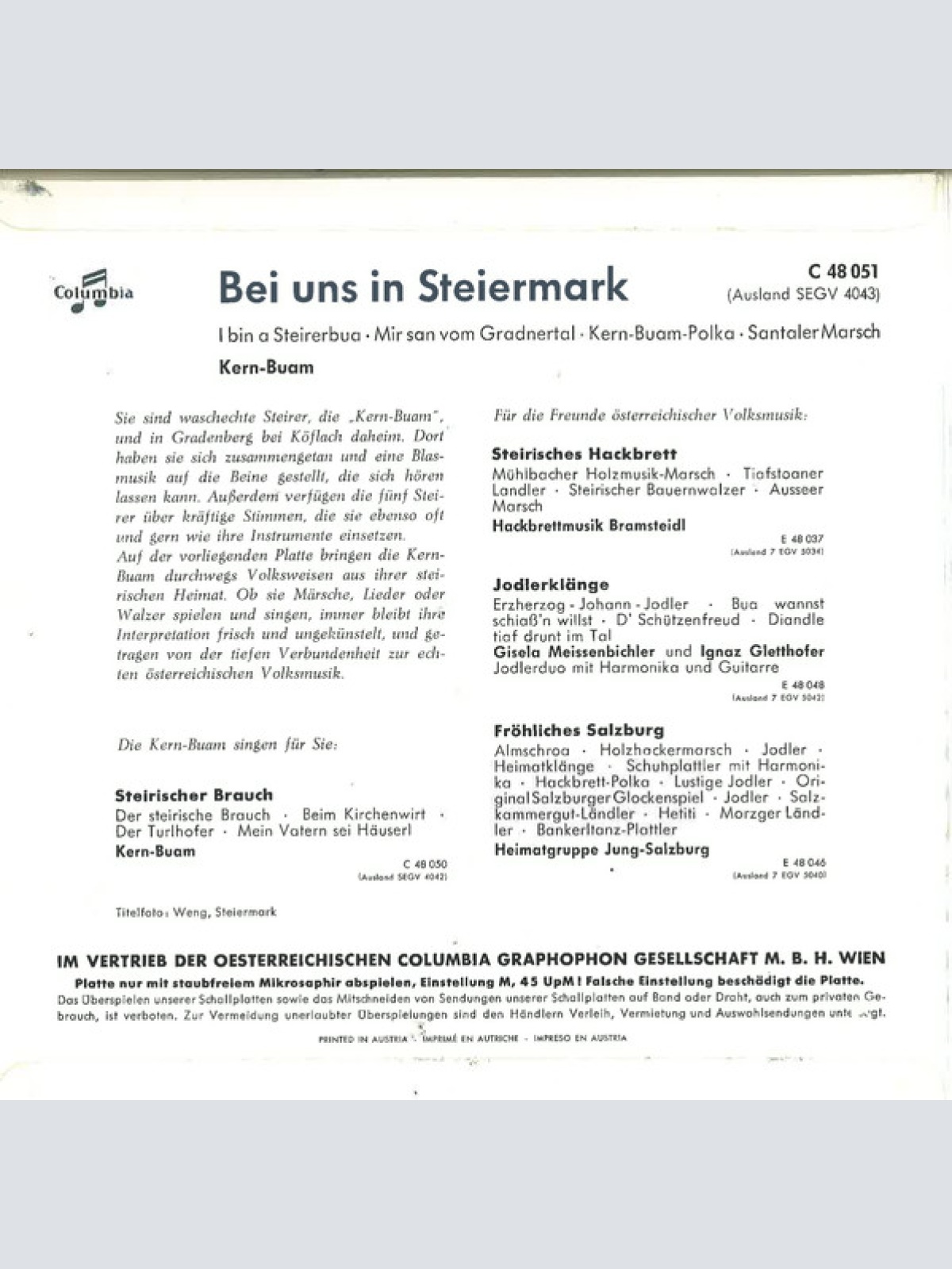 Vinyl / Kern-Buam* - Bei Uns In Steiermark