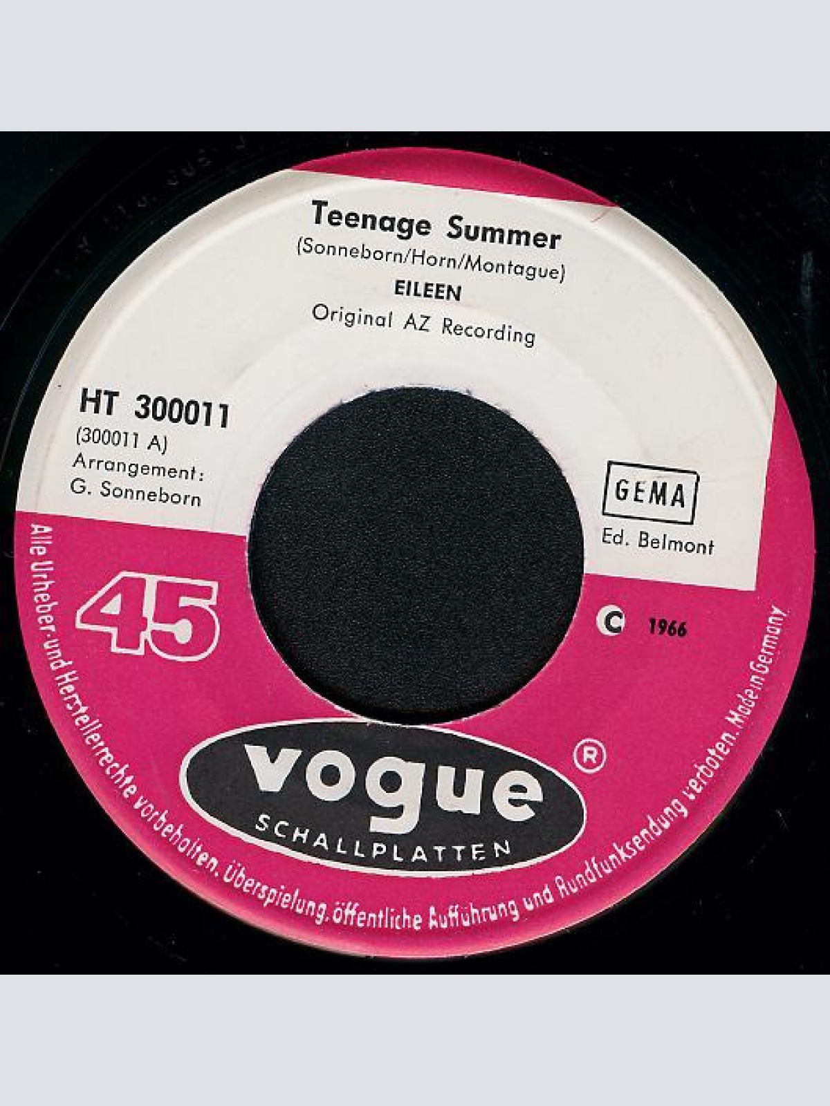 Vinyl / Eileen (2) - Teenage Summer / Das Wird Mir Nicht Mal Leid Tun