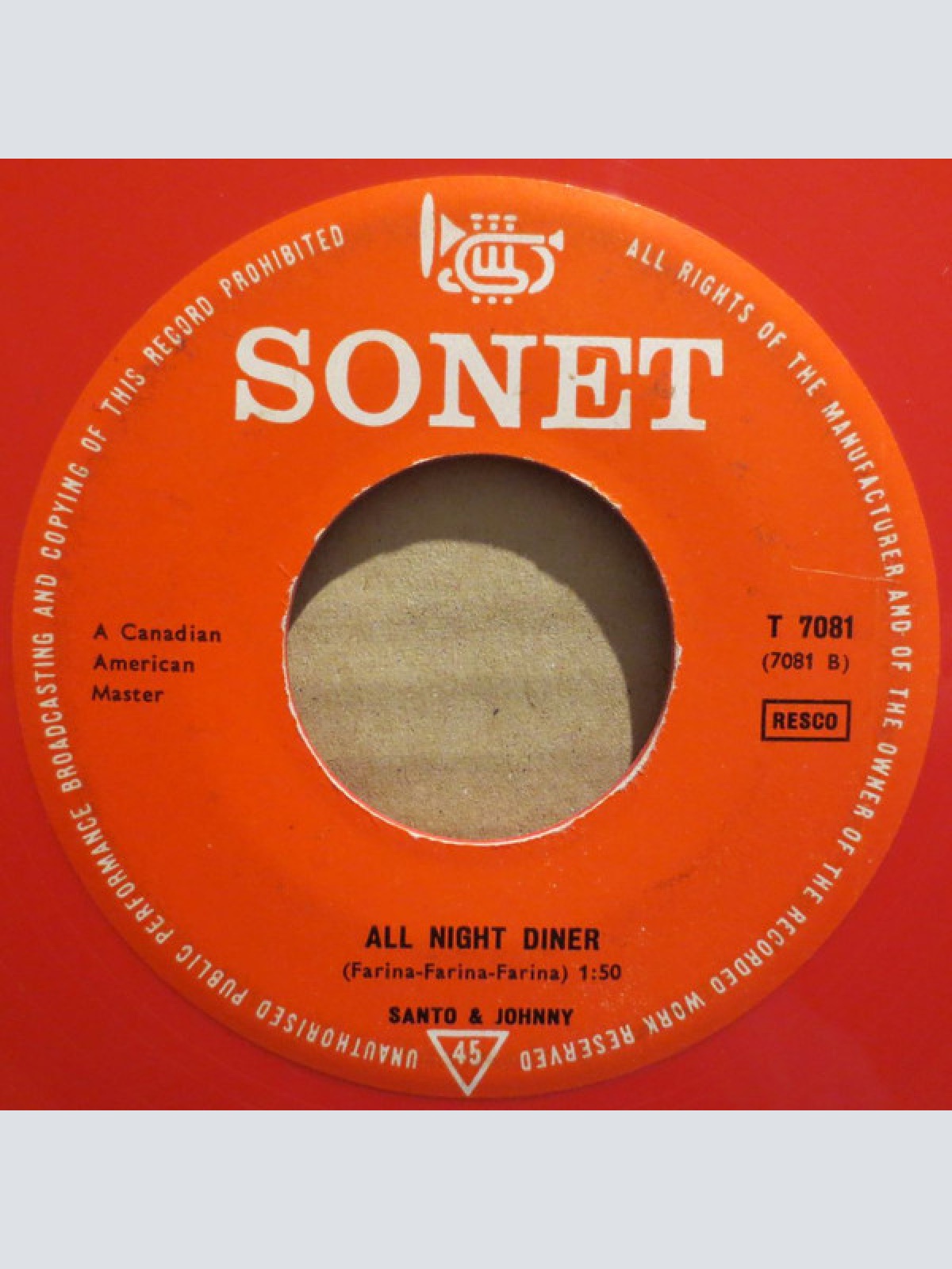 Vinyl / Santo & Johnny - Sleep Walk / All Night Diner