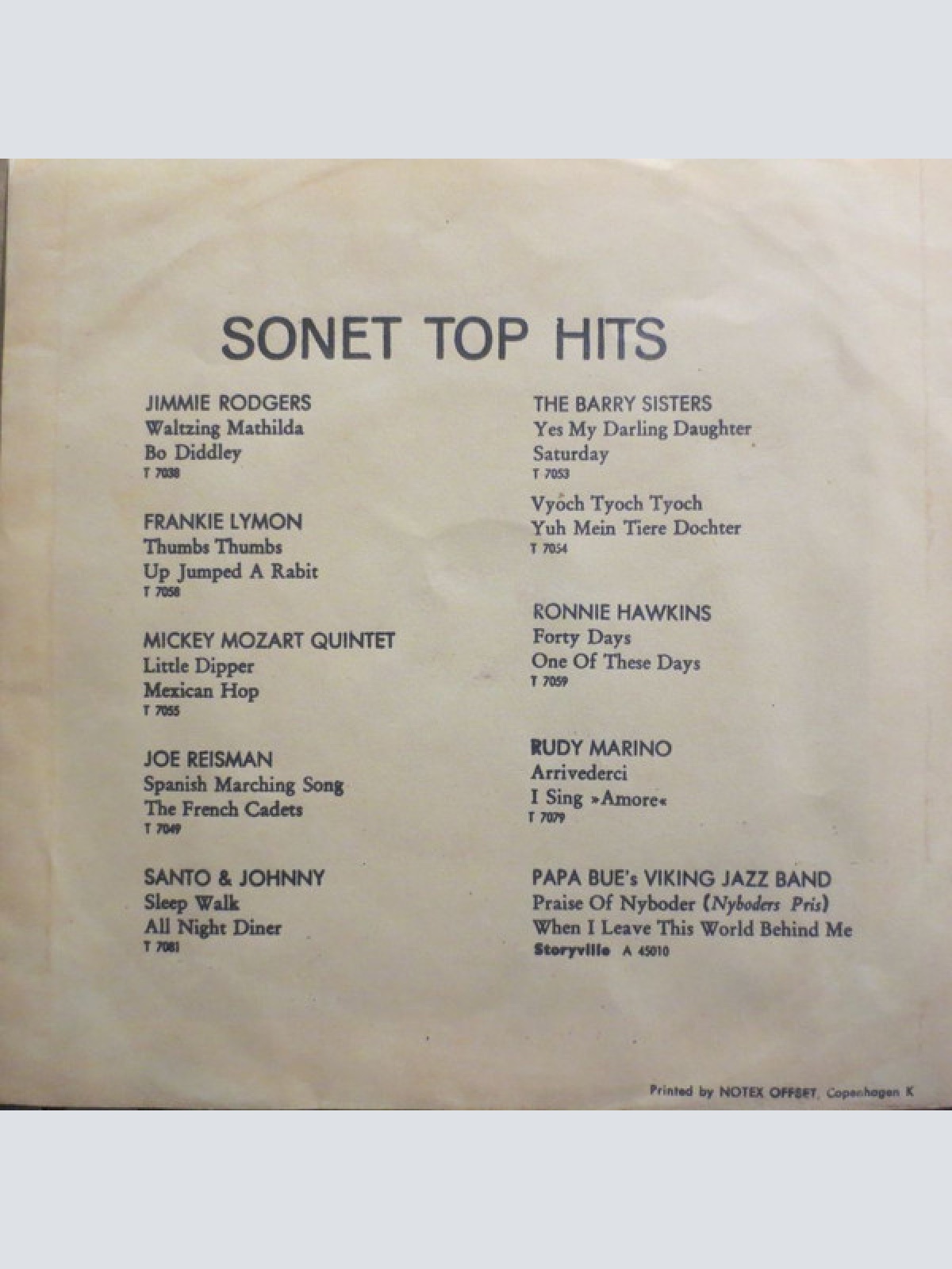 Vinyl / Santo & Johnny - Sleep Walk / All Night Diner