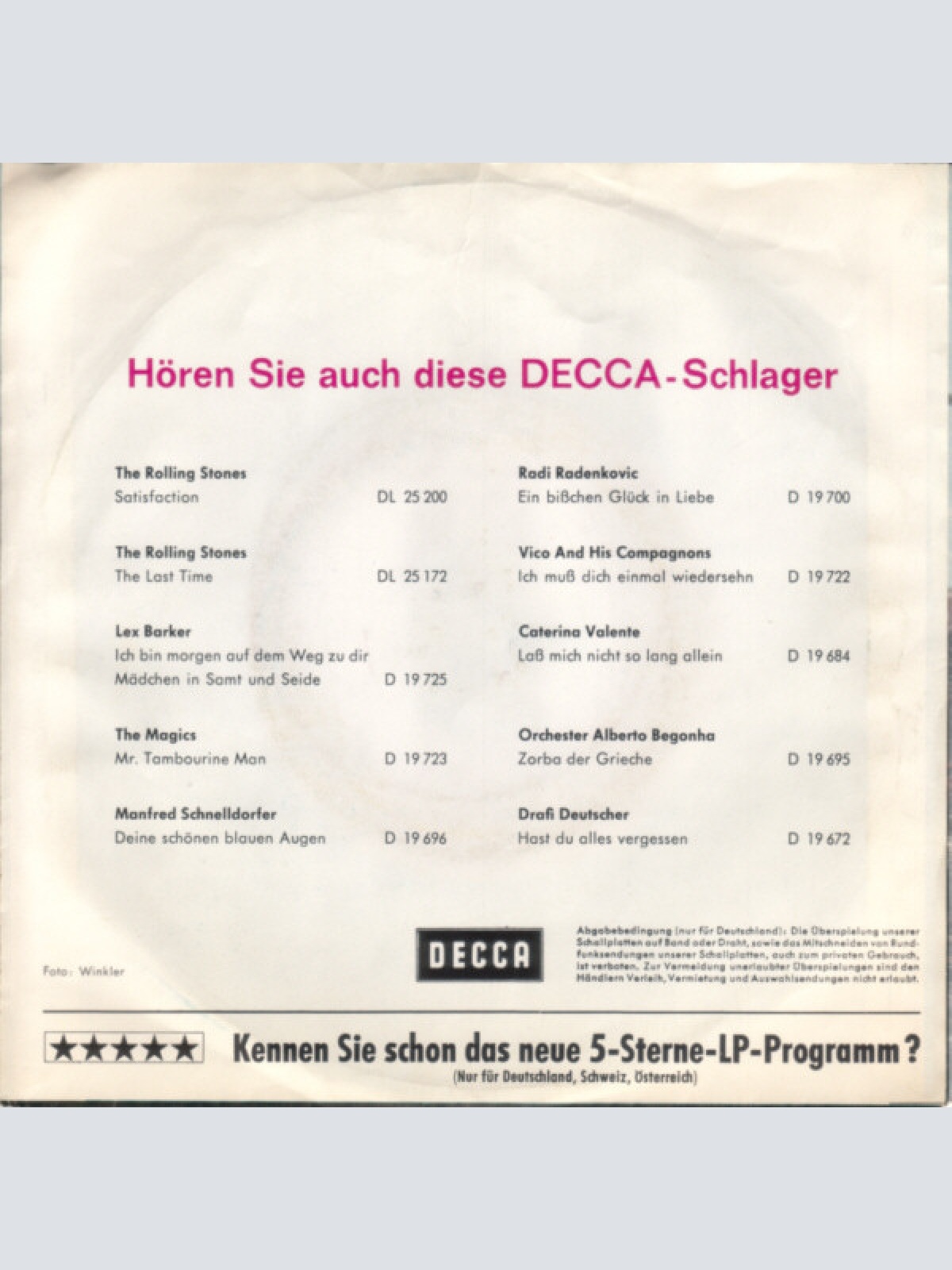 Vinyl / Hildegard Knef - In Dieser Stadt / Wintersonne