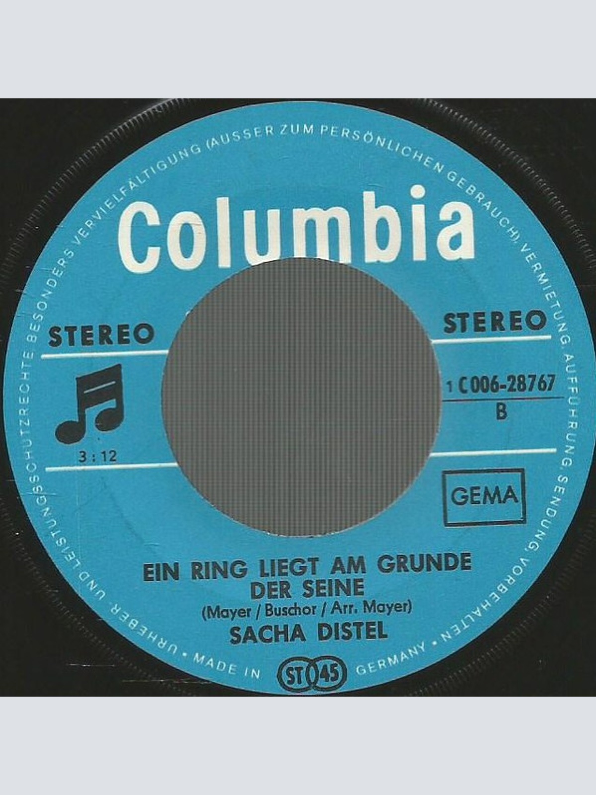 Vinyl / Sacha Distel - Bonjour Barbara / Ein Ring Liegt Am Grunde Der Seine