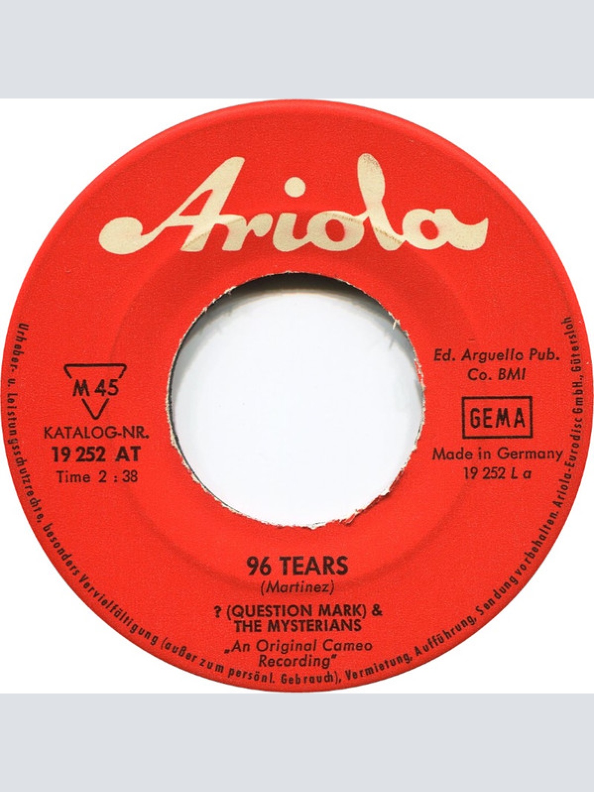 Vinyl / ? (Question Mark) & The Mysterians* - 96 Tears