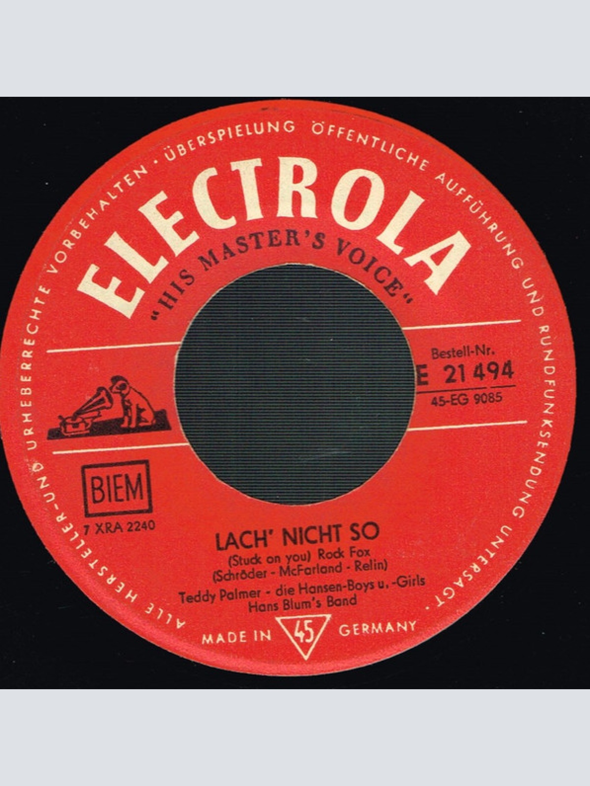 Vinyl / Teddy Palmer, Die Hansen-Boys U. -Girls*, Hans Blum's Band* - Lach’ Nicht So / Barfuss