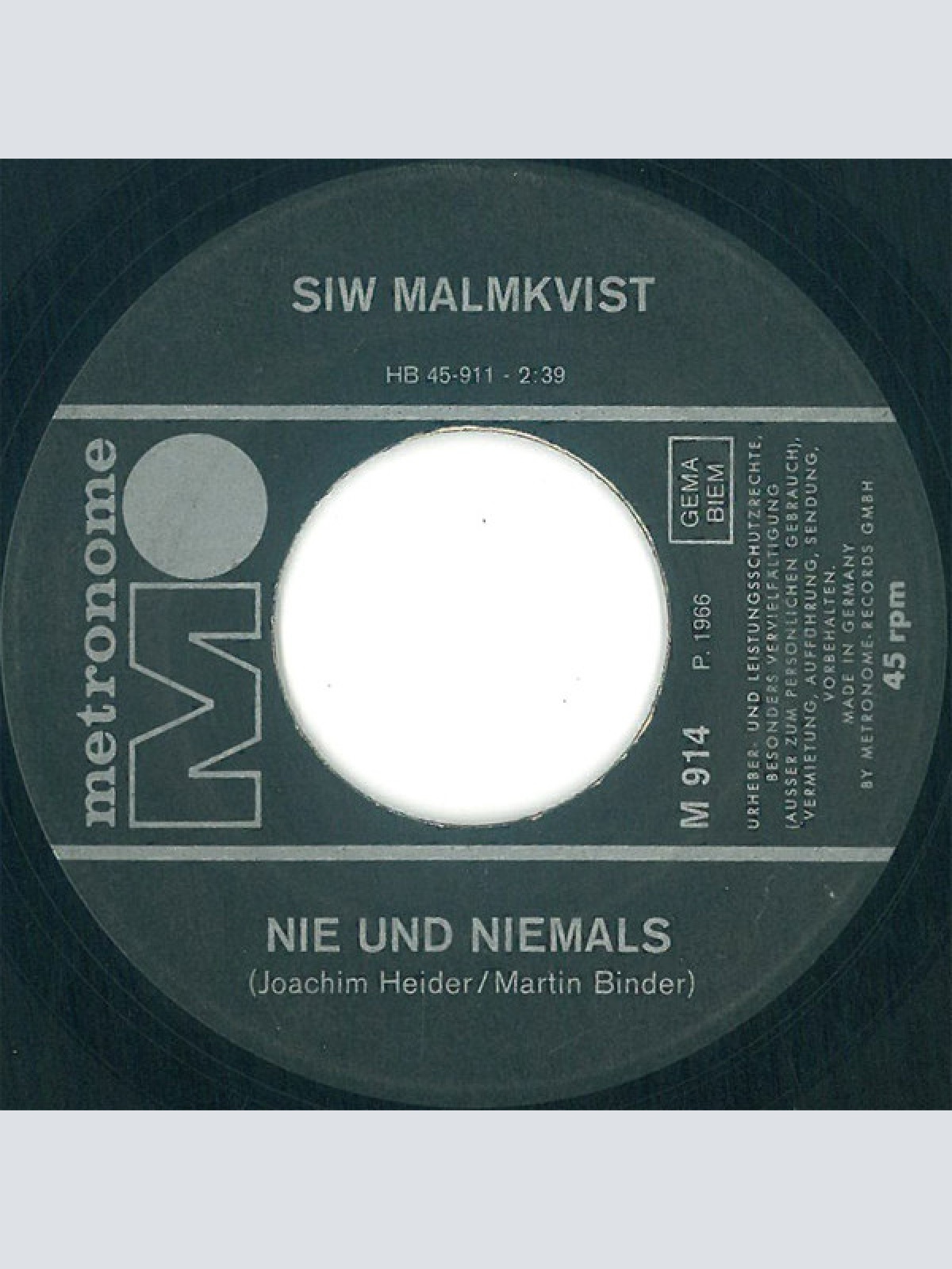 Vinyl / Siw Malmkvist - Frech Geküsst Ist Halb Gewonnen / Nie Und Niemals