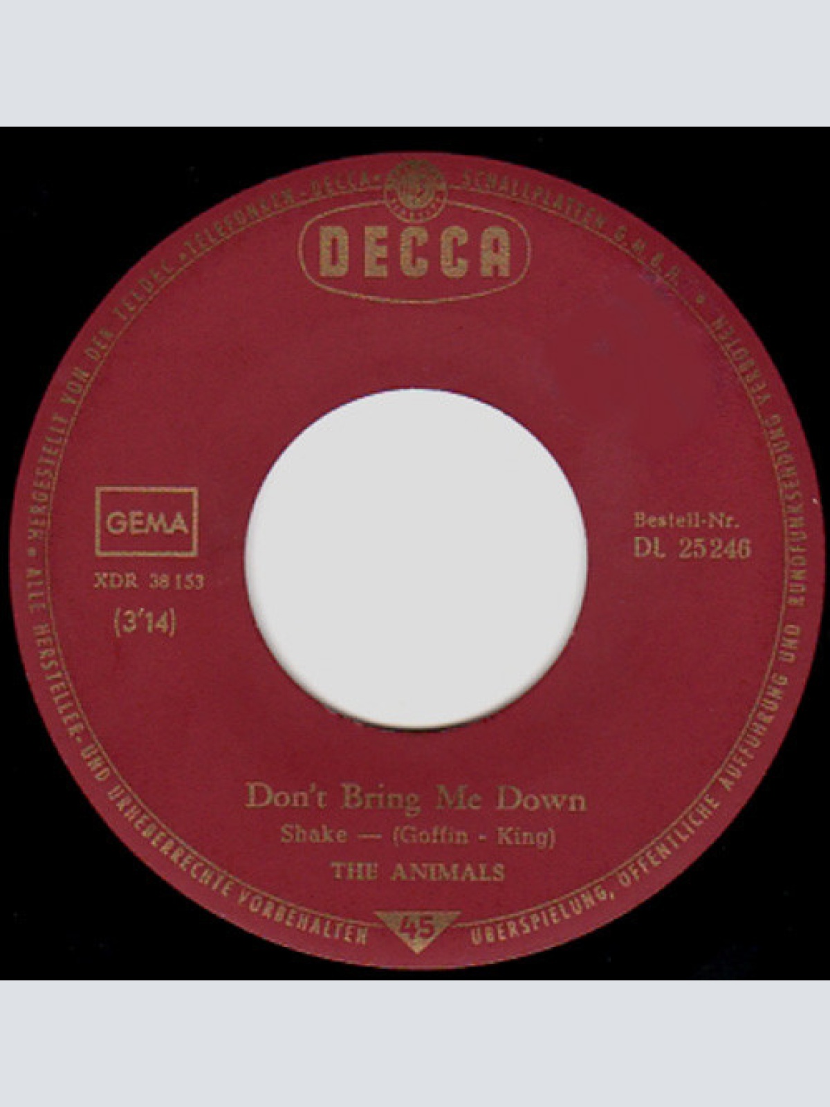 Vinyl / The Animals - Don't Bring Me Down