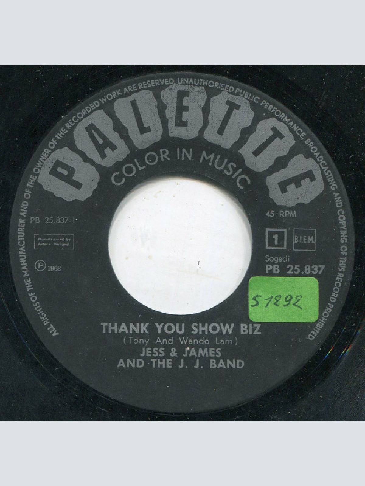 Vinyl / Jess & James And The J.J Band* - Thank You Show Biz