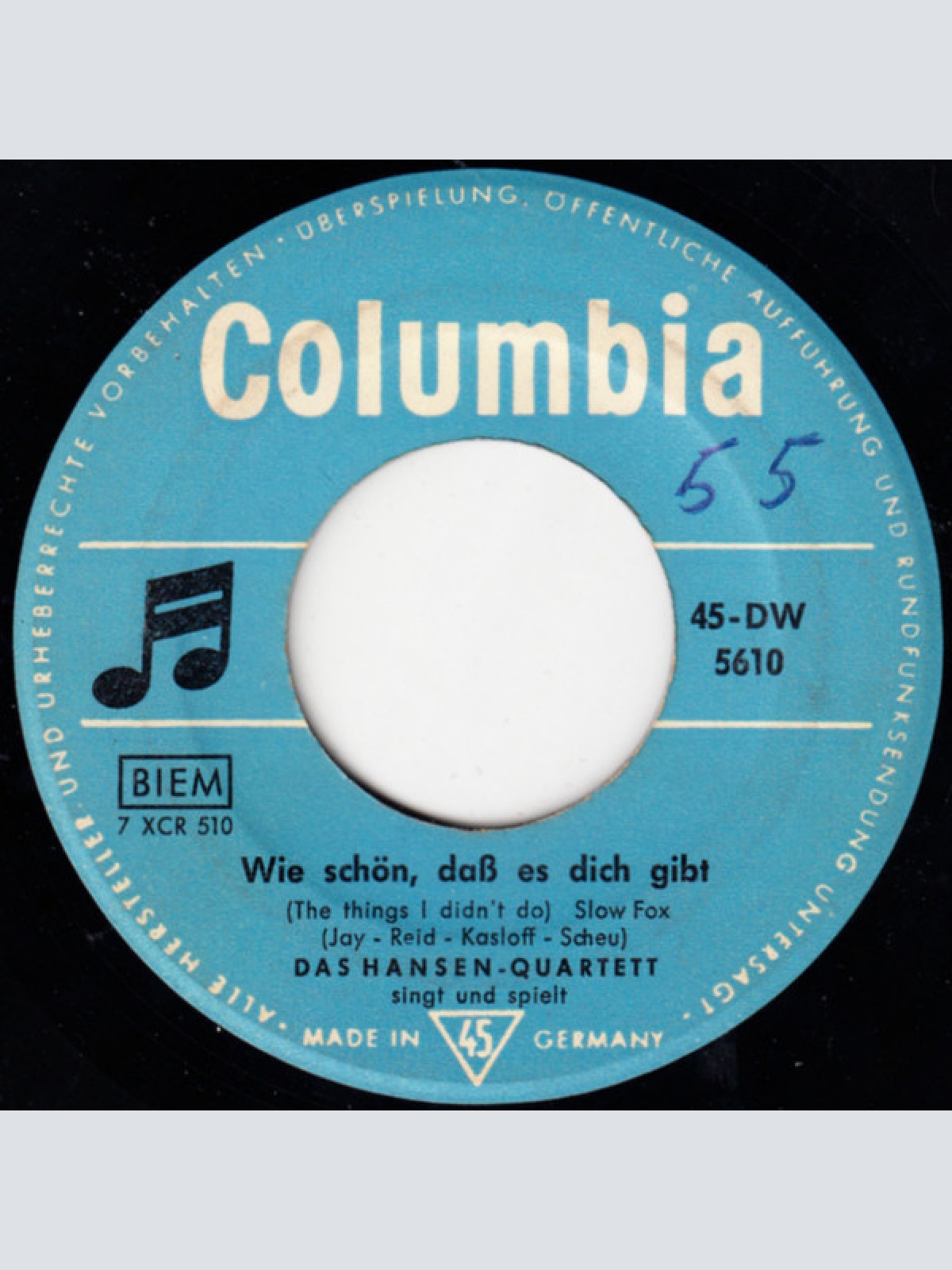Vinyl / Das Hansen-Quartett - Beim Zärtlichen Blues / Wie Schön, Daß Es Dich Gibt