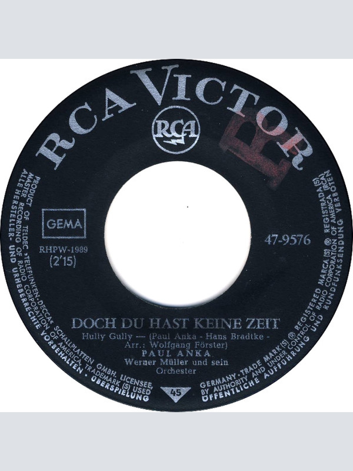 Vinyl / Paul Anka - Sweet Sweet Rosalie / Doch Du Hast Keine Zeit