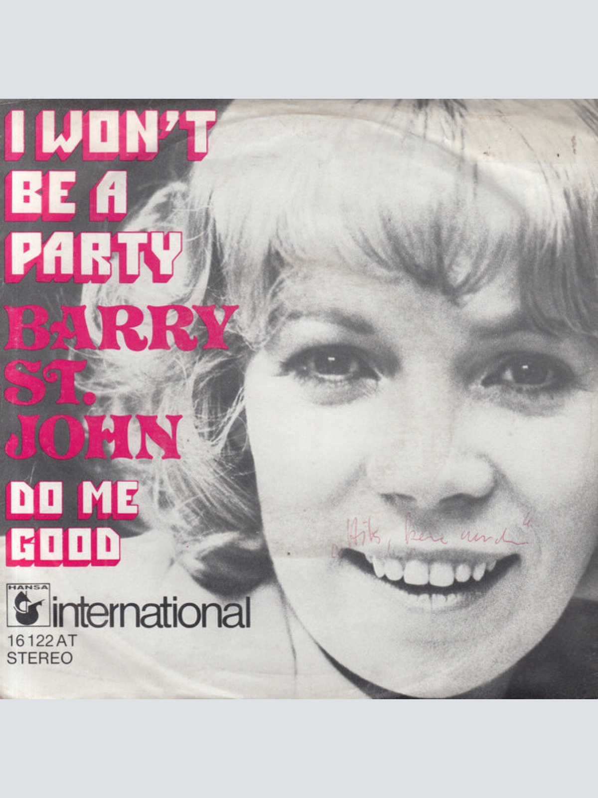 Vinyl / Barry St. John - I Won't Be A Party / Do Me Good