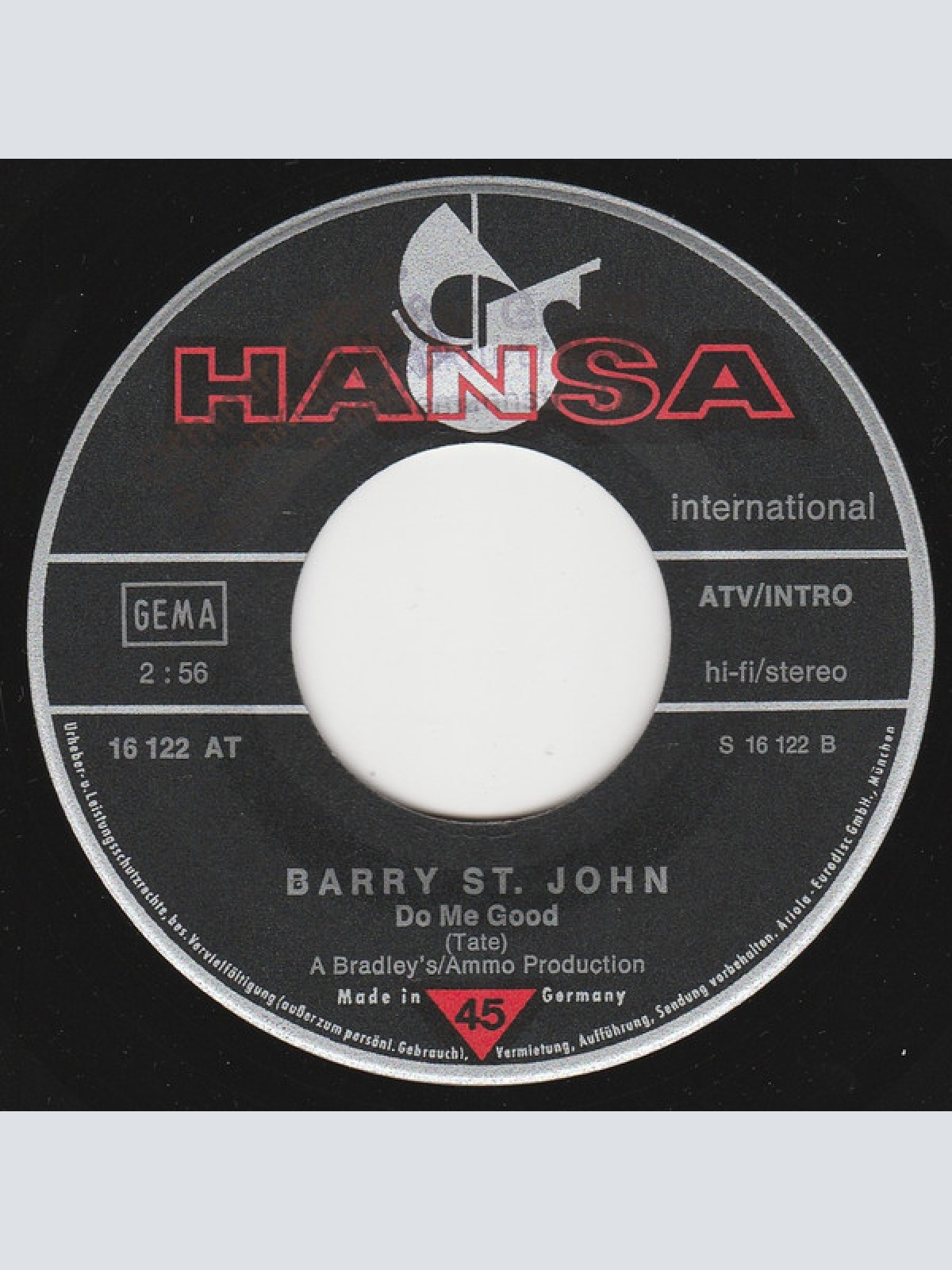 Vinyl / Barry St. John - I Won't Be A Party / Do Me Good
