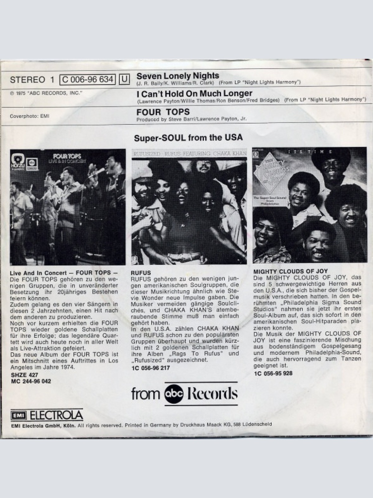 Vinyl / Four Tops - Seven Lonely Nights