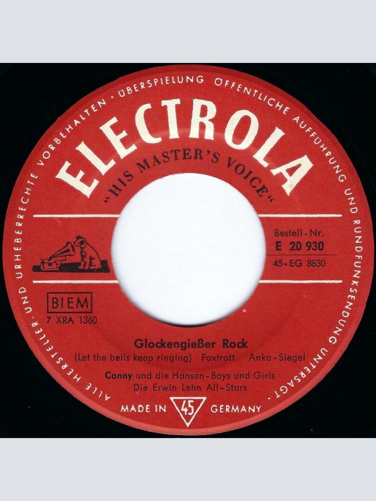 Vinyl / Conny* Und Die Hansen-Boys Und Girls* - Die Erwin Lehn All-Stars - Glockengießer Rock / Auch Du Hast Dein Schicksal In Der Hand