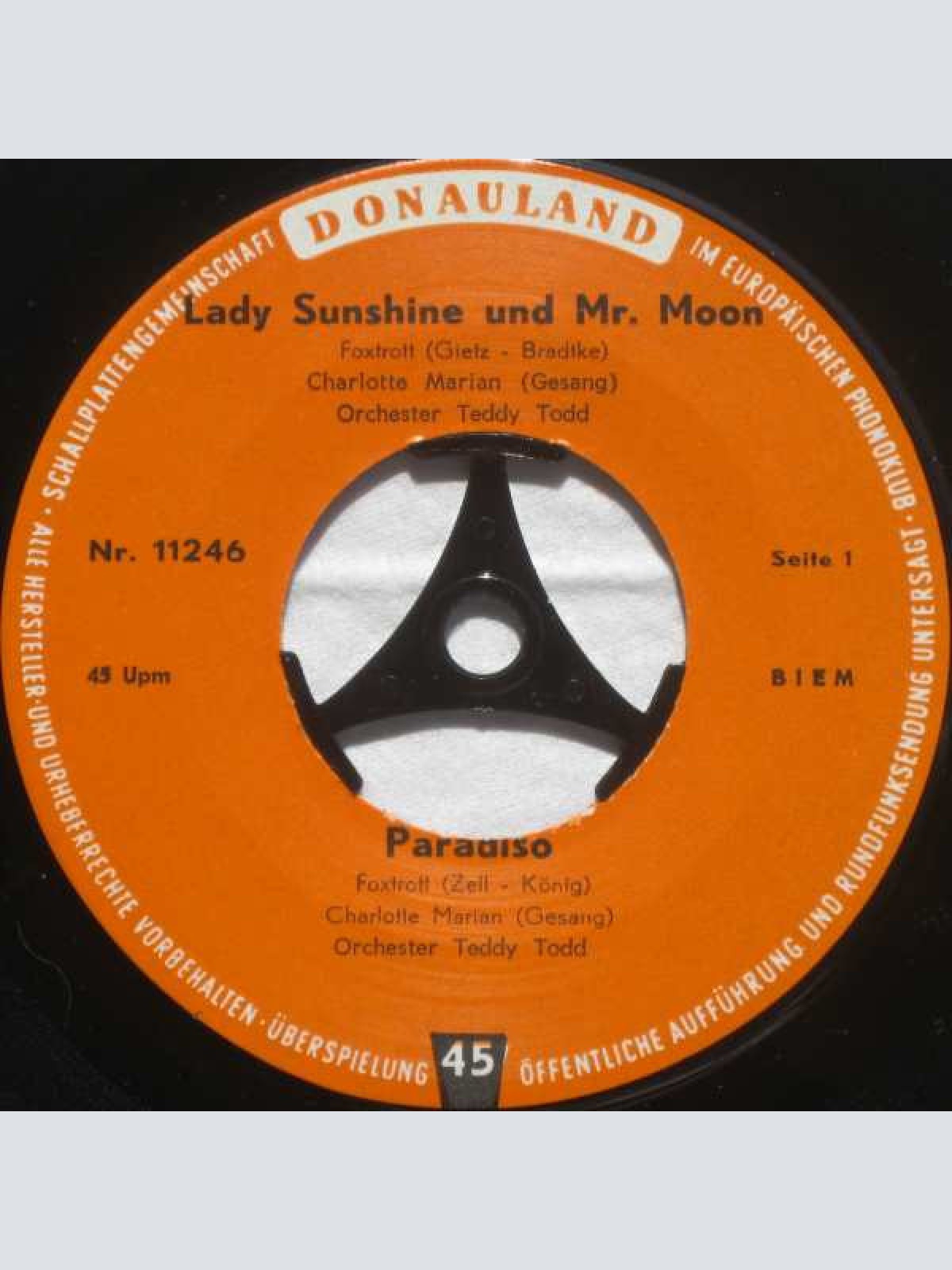 Vinyl / Charlotte Marian / Ronnie Martis / The Music Makers (3) - Lady Sunshine Und Mr. Moon / Paradiso / Sweety / Auf Wiedersehn, Marlene