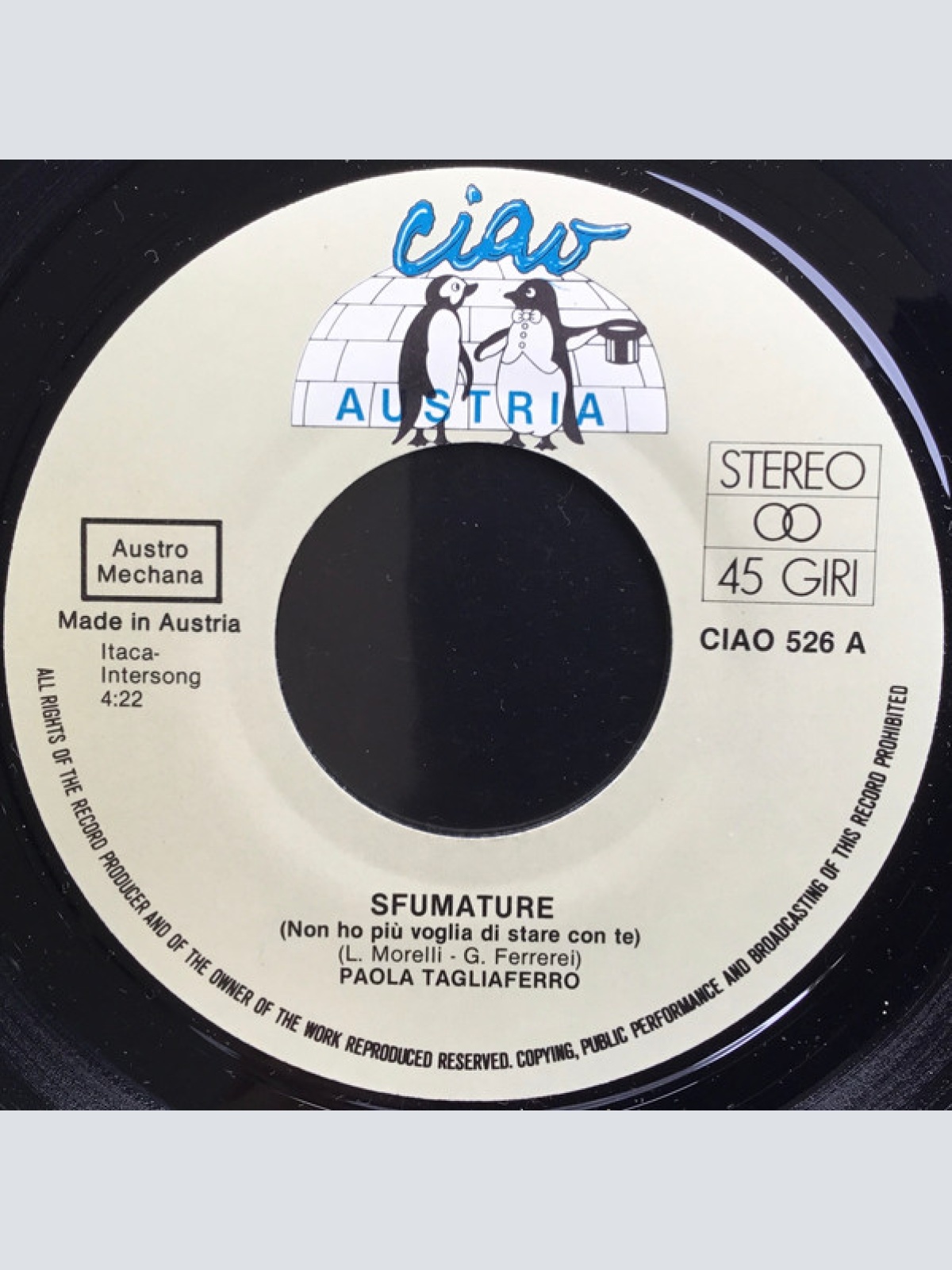 Vinyl / Paola Tagliaferro - Sfumature (Non Ho Più Voglia Di Stare Con Te) / Aspetta Un Po' (Rose Gialle)