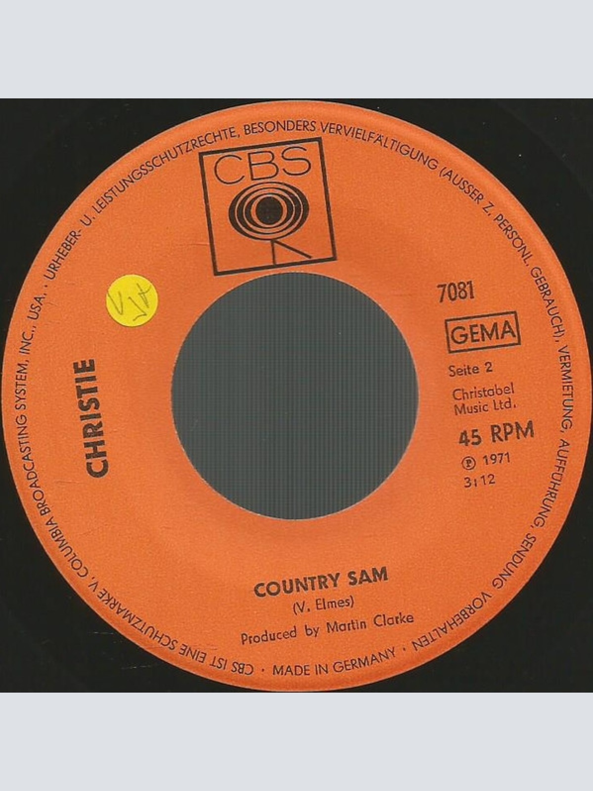 Vinyl / Christie - Man Of Many Faces / Country Sam