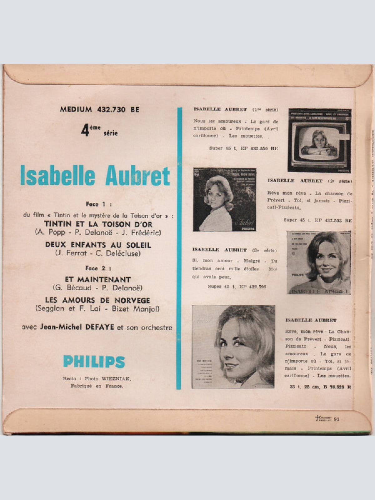 Vinyl / Isabelle Aubret - Tintin Et La Toison D'or (4ème Série)