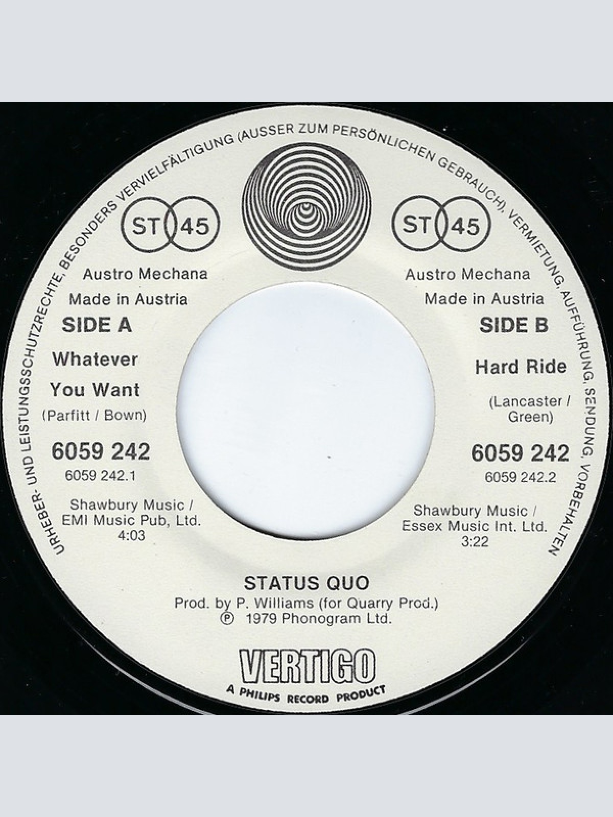 Vinyl / Status Quo - Whatever You Want