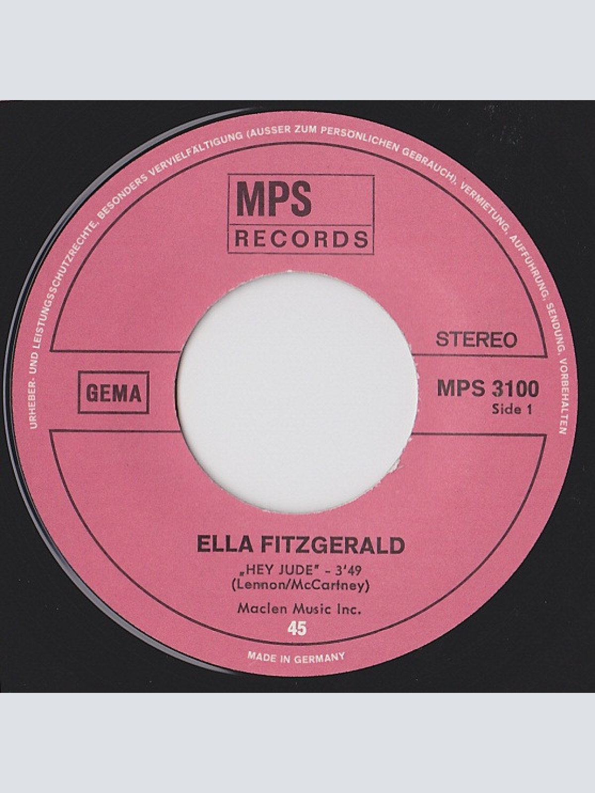 Vinyl / Ella Fitzgerald - Hey Jude / Sunshine Of Your Love