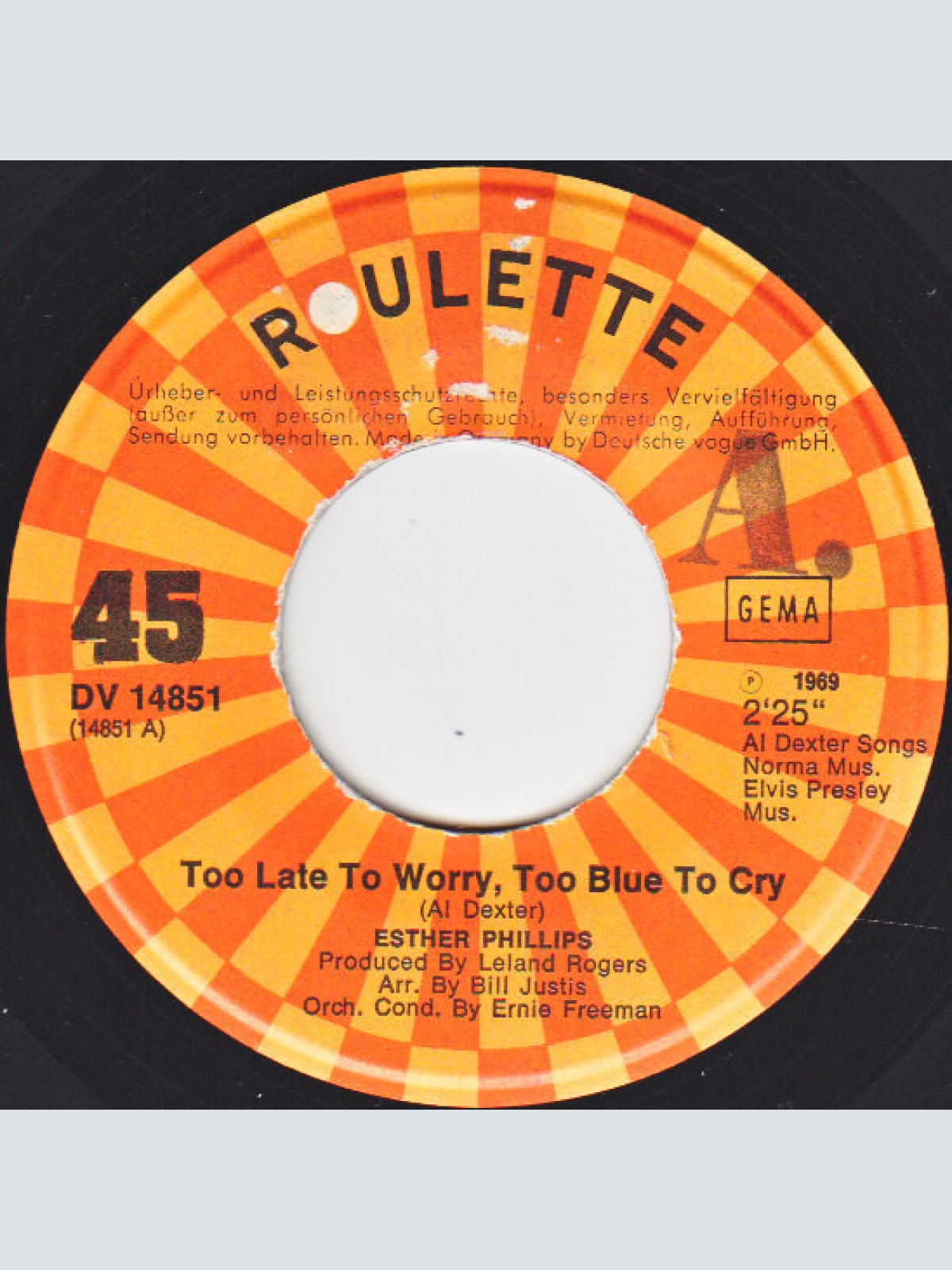Vinyl / Esther Phillips - Too Late To Worry, Too Blue To Cry