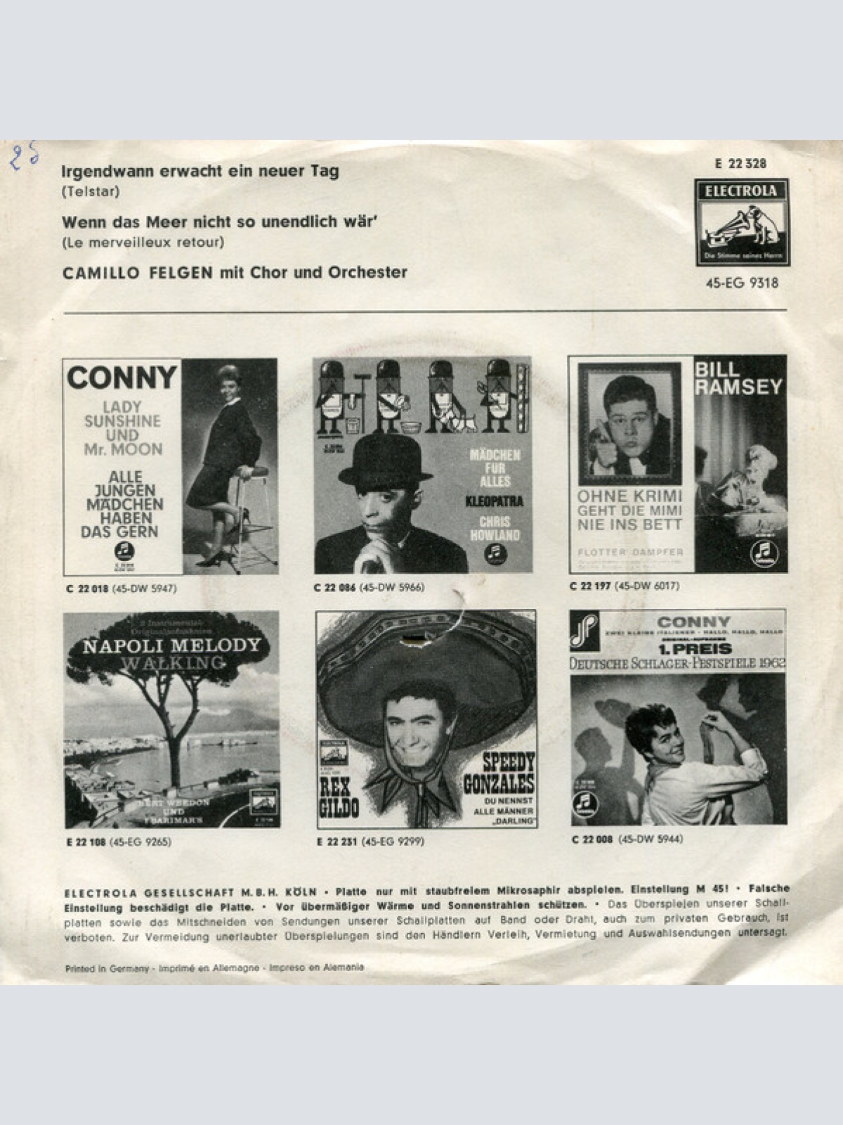 Vinyl / Camillo Felgen - Irgendwann Erwacht Ein Neuer Tag (Telstar)