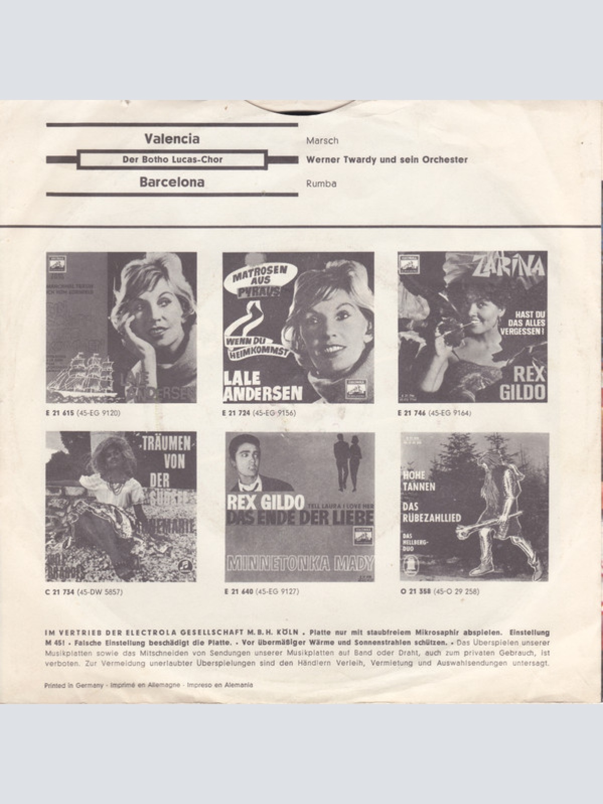 Vinyl / Der Botho Lucas-Chor* - Valencia / Barcelona