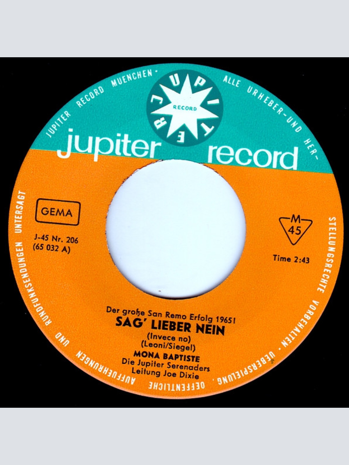 Vinyl / Mona Baptiste Und Die Jupiter Serenaders - Sag' Lieber Nein!