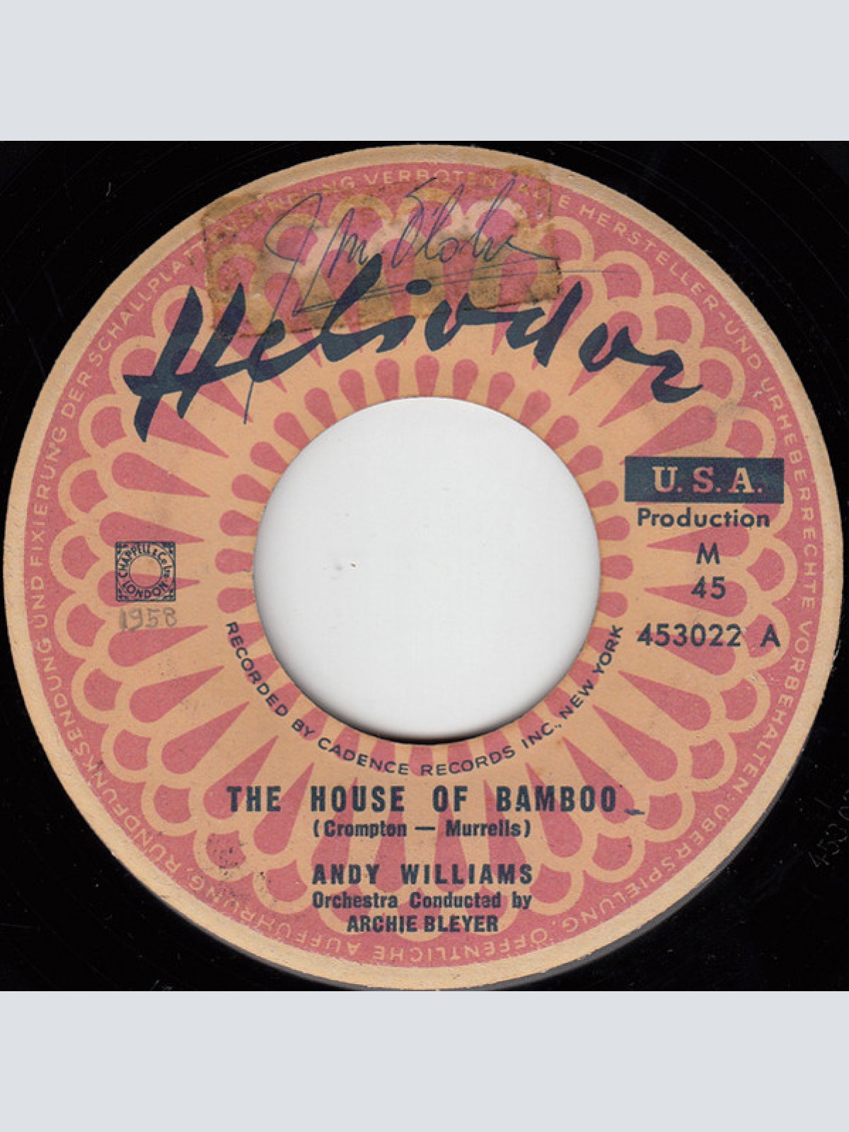 Vinyl / Andy Williams - The House Of Bamboo / The Hawaiian Wedding Song (Ke Kali Nei Au)