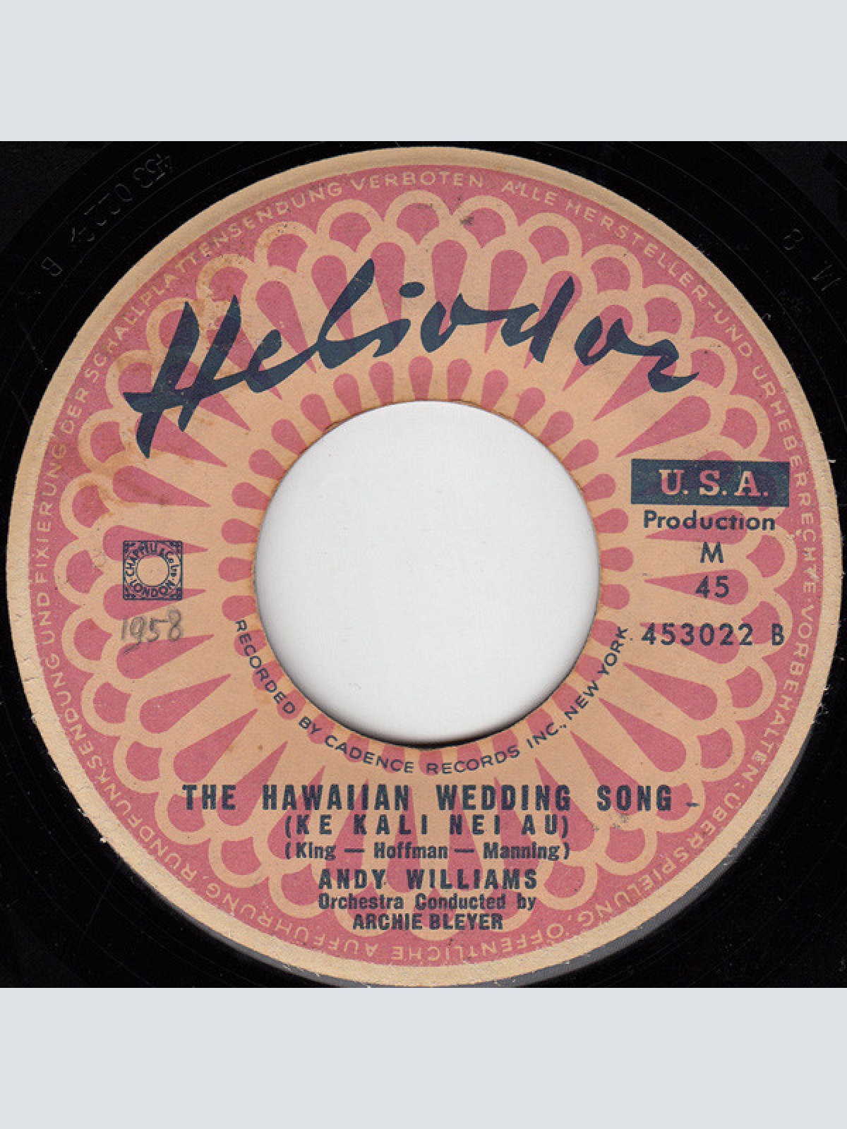 Vinyl / Andy Williams - The House Of Bamboo / The Hawaiian Wedding Song (Ke Kali Nei Au)