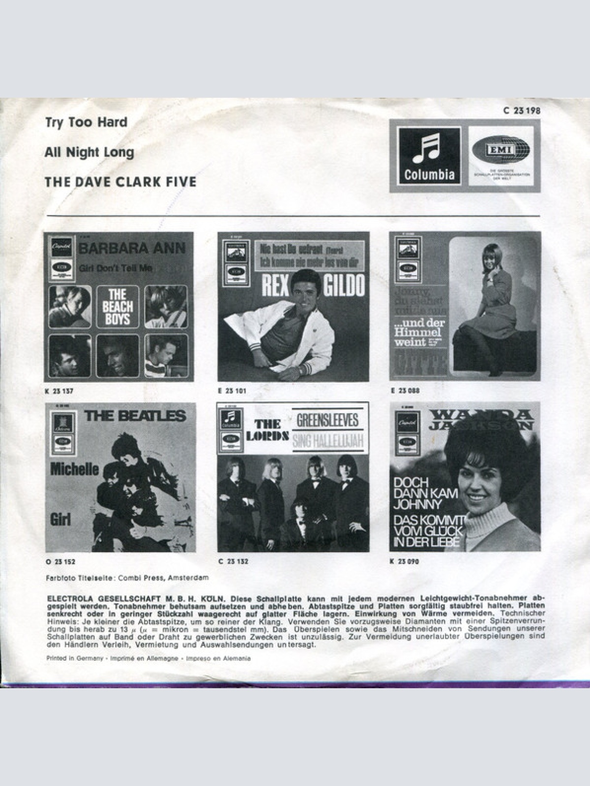 Vinyl / The Dave Clark Five - Try Too Hard / All Night Long