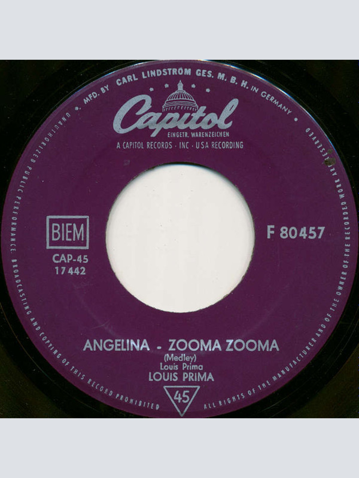 Vinyl / Louis Prima - Angelina - Zooma Zooma