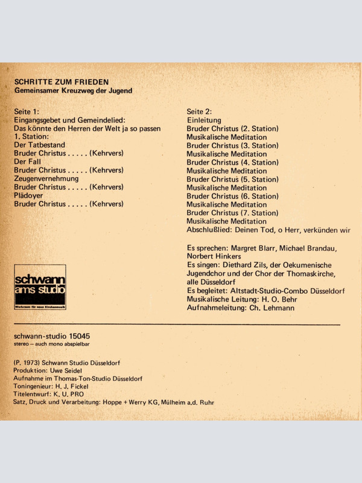 Vinyl / Peter Janssens - Schritte Zum Frieden