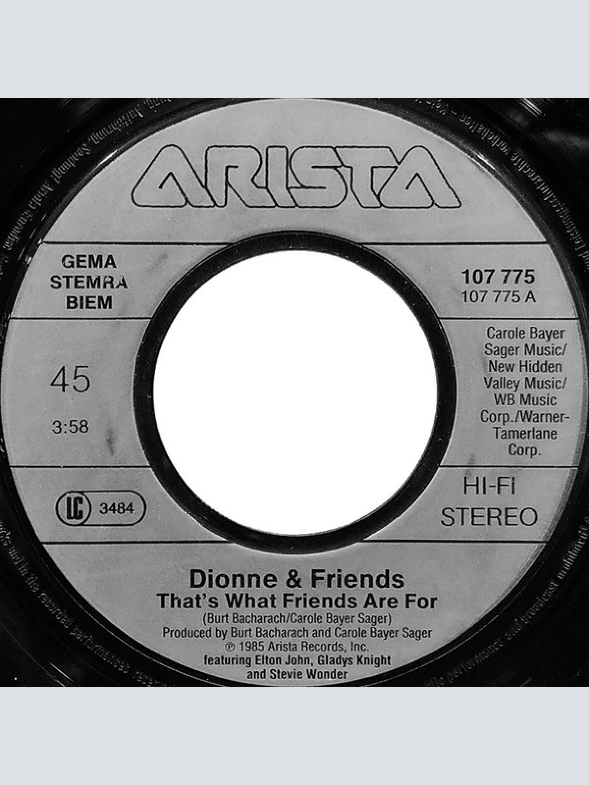 Vinyl / Dionne & Friends featuring Elton John, Gladys Knight and Stevie Wonder - That's What Friends Are For