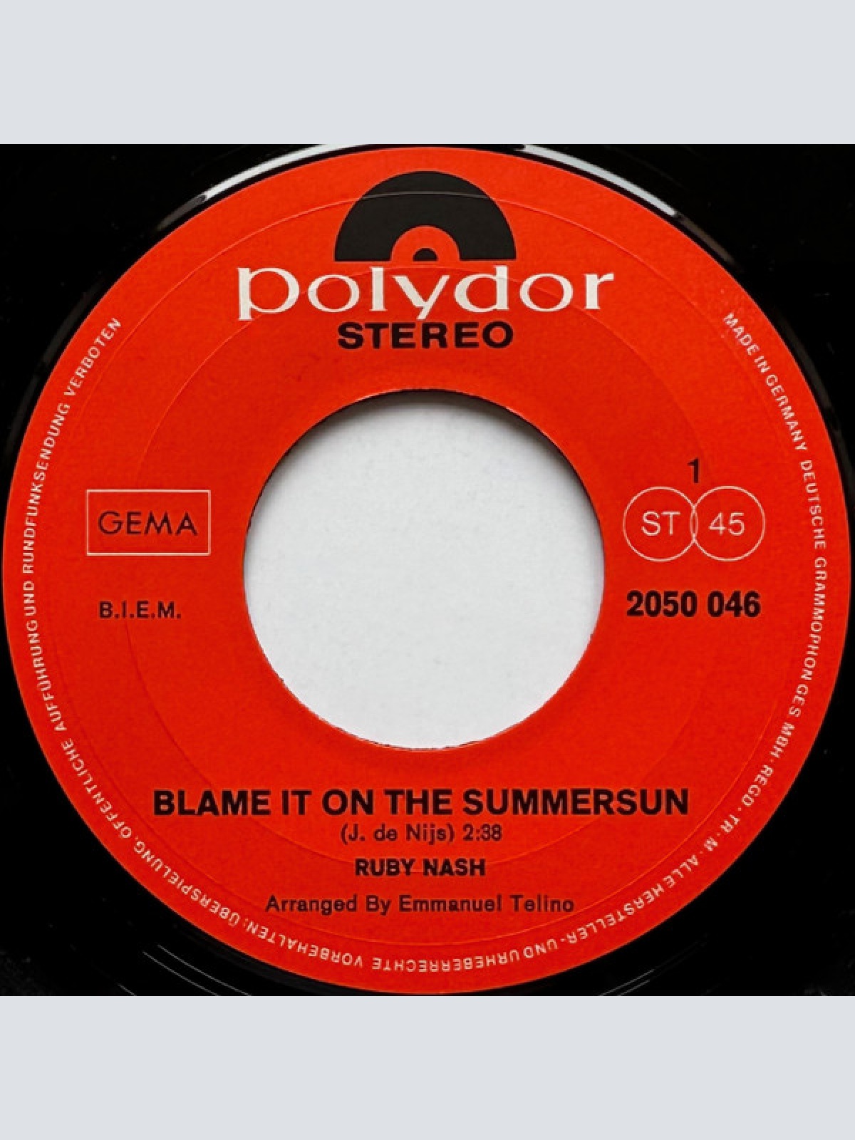 Vinyl / Ruby Nash - Blame It On The Summersun