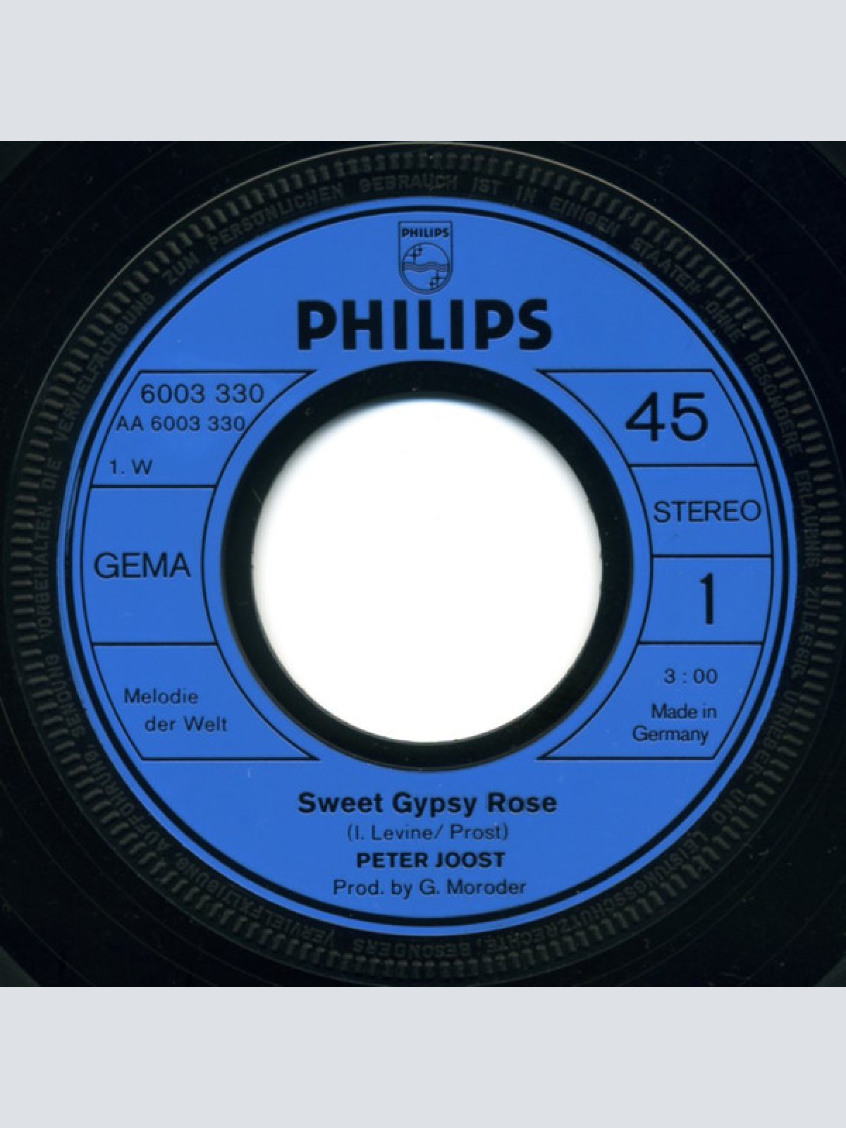 Vinyl / Peter Joost - Sweet Gypsy Rose