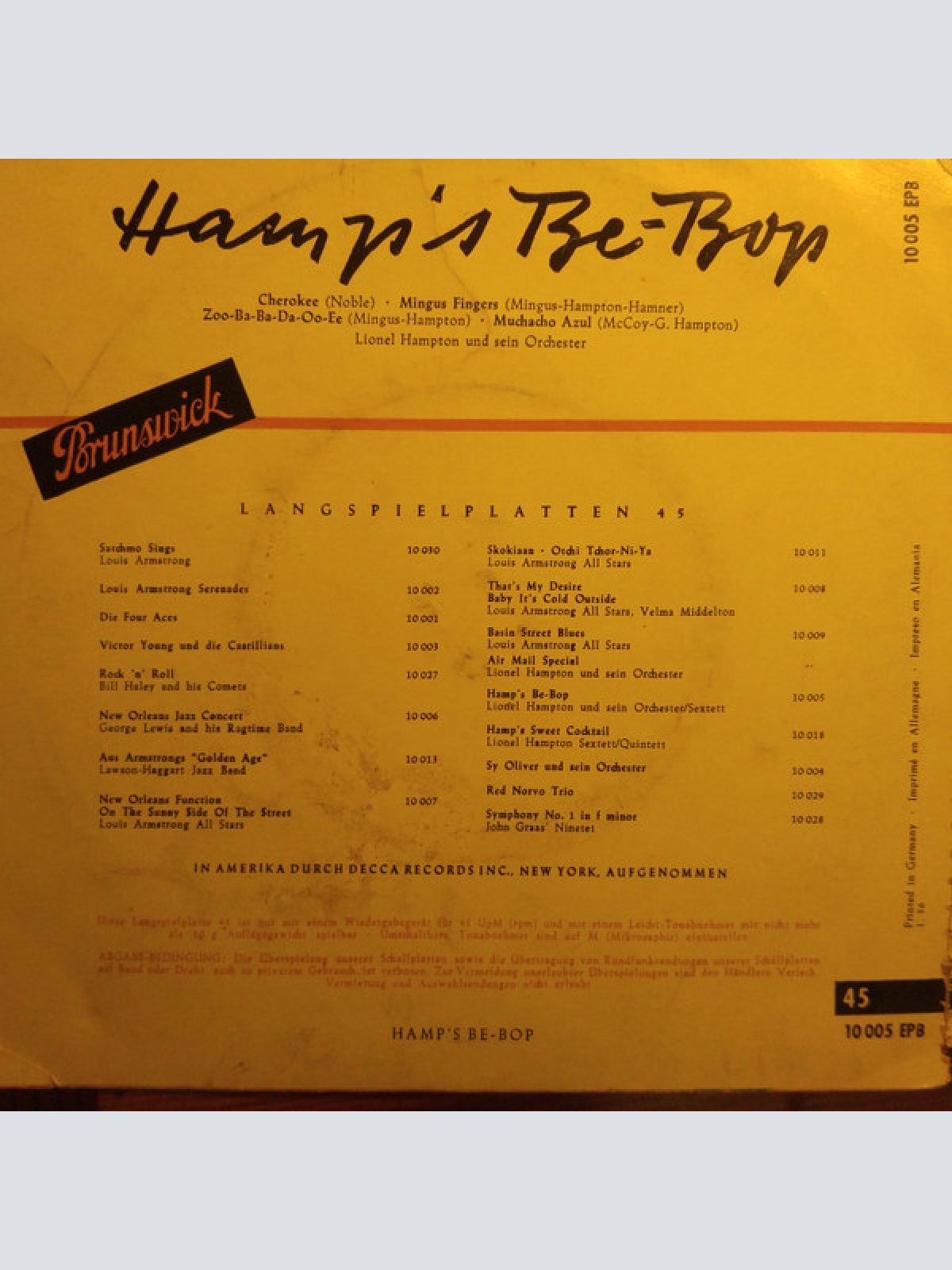 Vinyl / Lionel Hampton Und Sein Orchester* - Hamp's Be-Bop