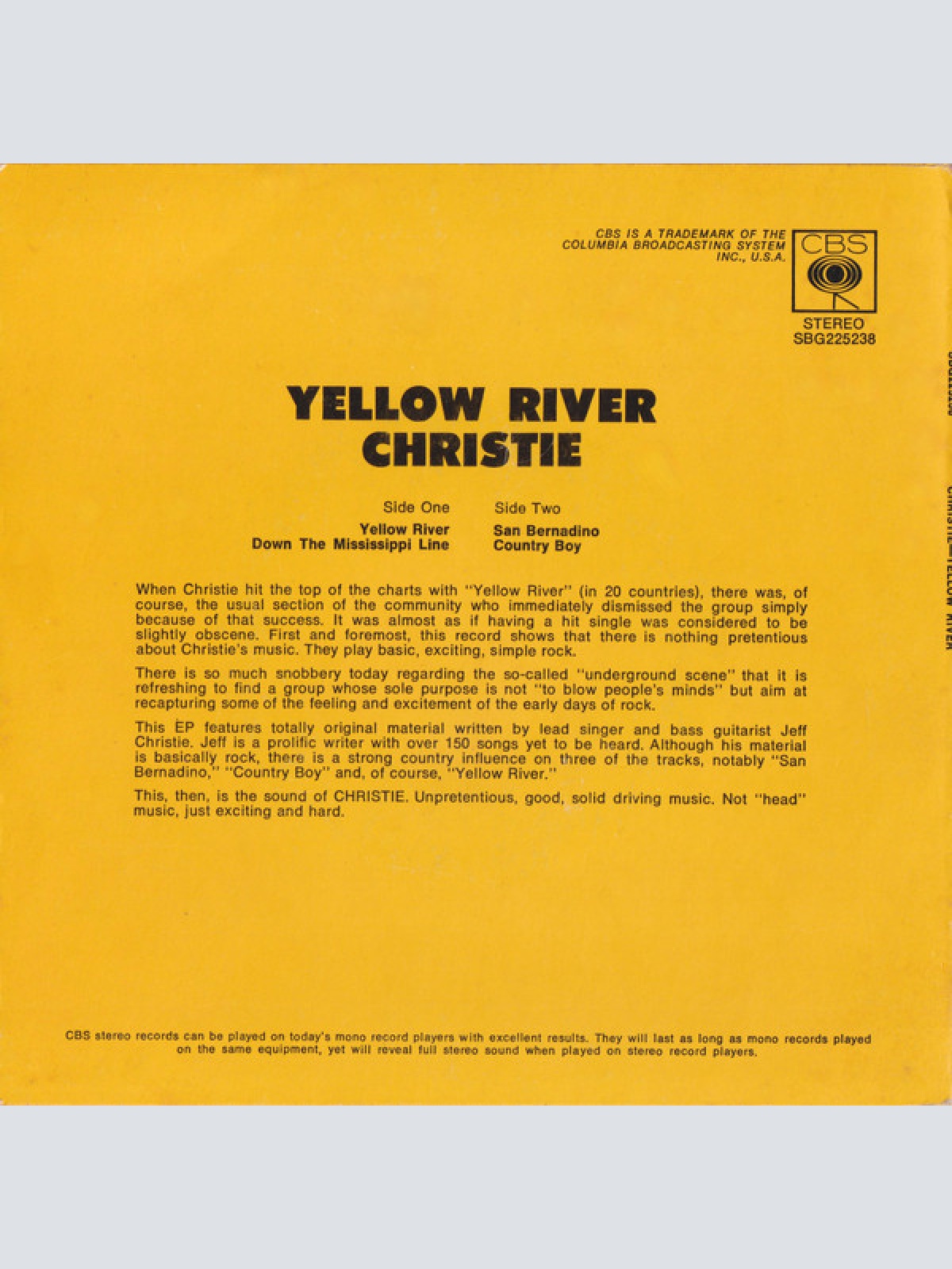 Vinyl / Christie - Yellow River