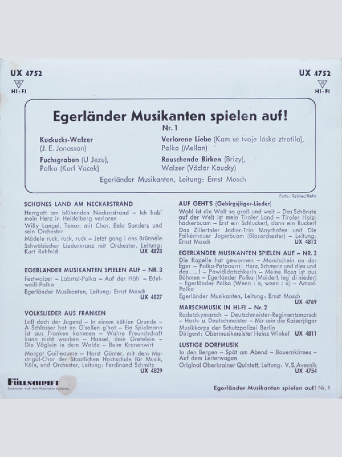 Vinyl / Original Egerländer Musikanten* - Egerländer Musikanten Spielen Auf! (Folge 1)