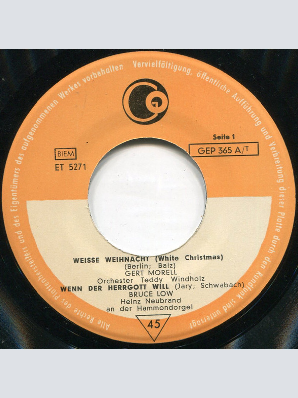 Vinyl / Gert Morell / Bruce Low / Robert Benett / Harald Gregor - Weiße Weihnachten / Wenn Der Herrgott Will / Alle Wasser Dieser Erde / Nimm Die Menschen Wie Sie Sind