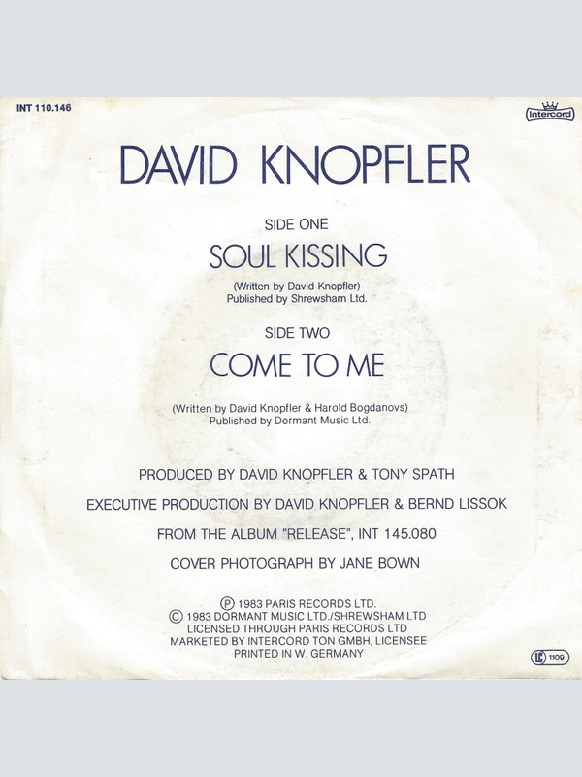 Vinyl / David Knopfler - Soul Kissing