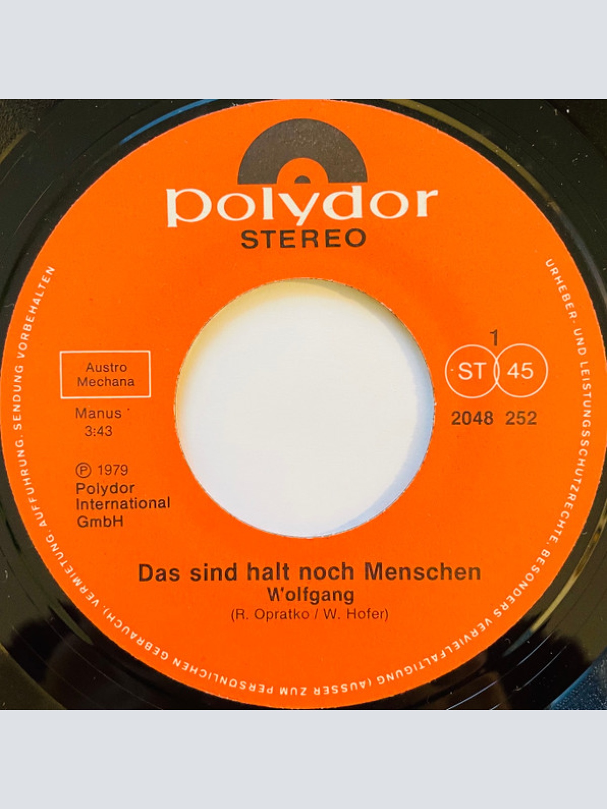Vinyl / Wolfgang Hofer - Das Sind Halt Noch Menschen