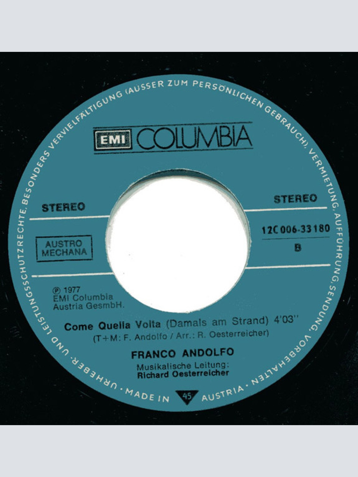 Vinyl / Franco Andolfo - Ciao Amici Ciao / Come Quella Volta (Damals Am Strand)