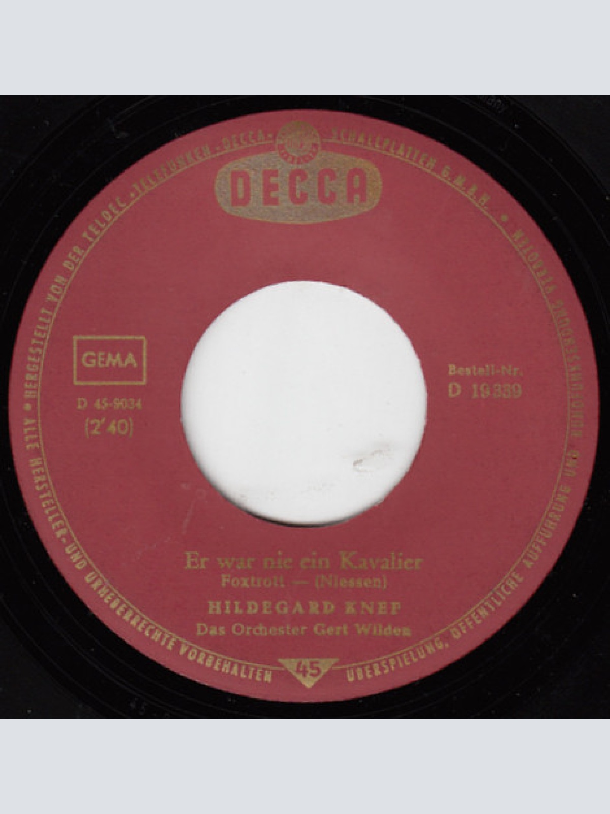 Vinyl / Hildegard Knef - Er War Nie Ein Kavalier