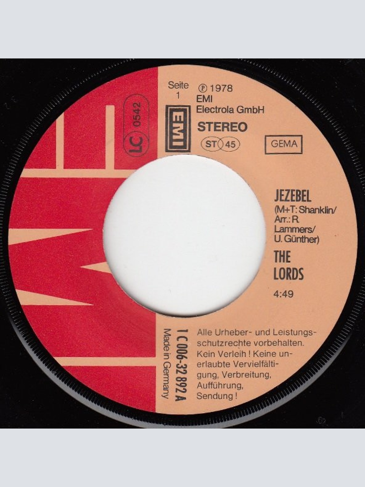 Vinyl / The Lords - Jezebel