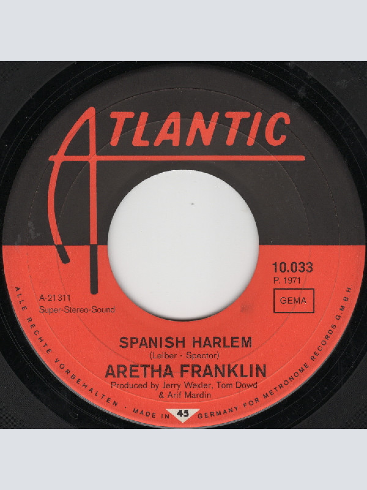 Vinyl / Aretha Franklin - Spanish Harlem / Lean On Me