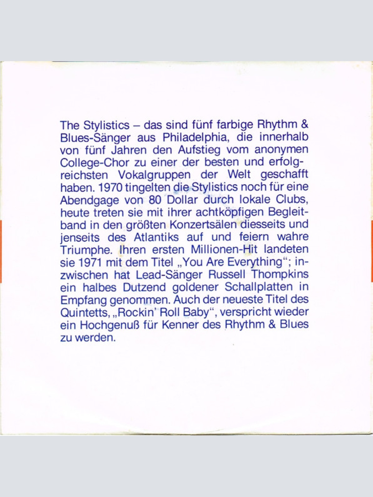 Vinyl / The Stylistics - Rockin' Roll Baby