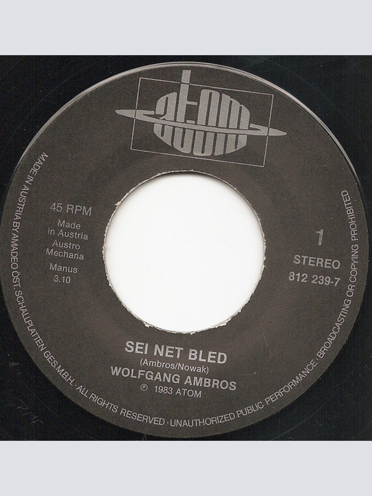 Vinyl / Wolfgang Ambros - Sei Net Bled