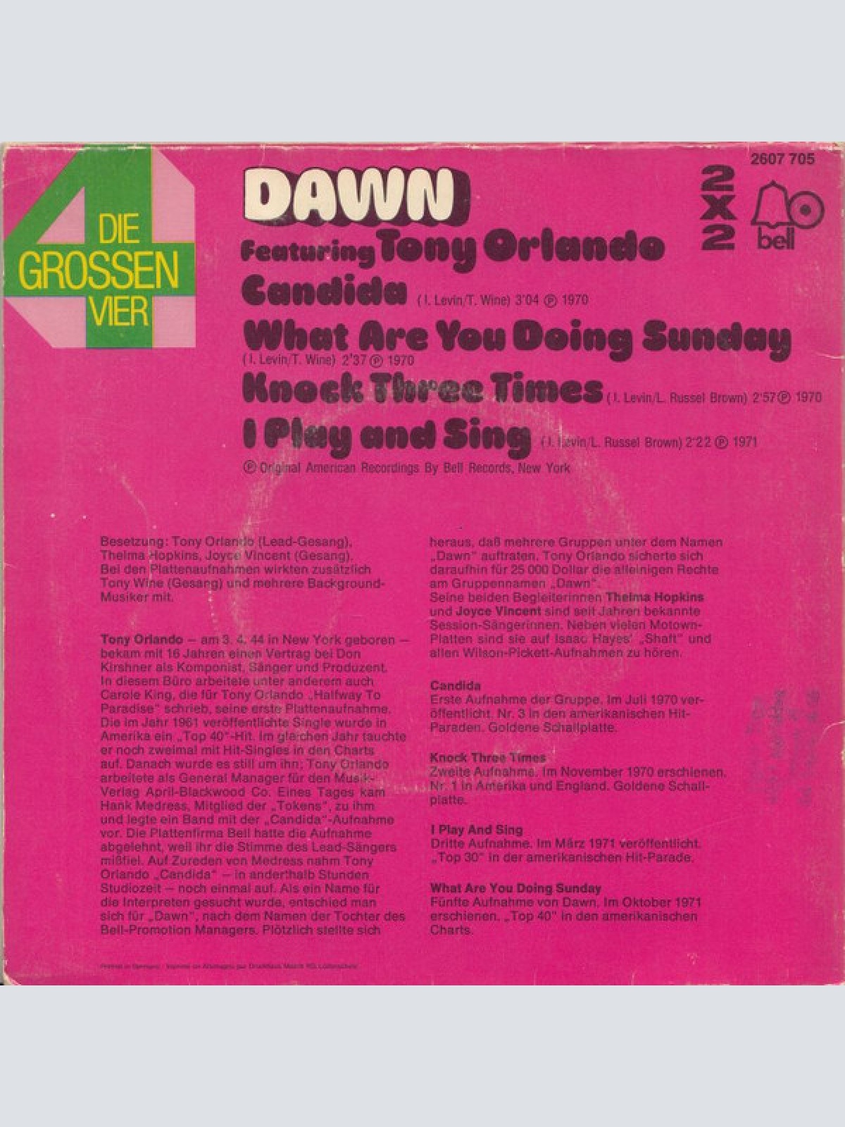 Vinyl / Dawn (5) Feat. Tony Orlando - Die Grossen Vier