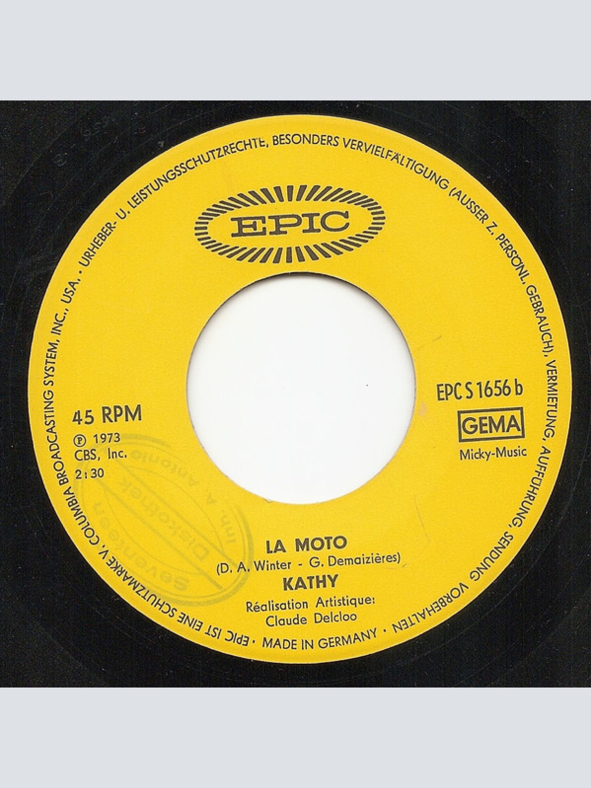 Vinyl / Kathy (2) - Je t'Aime / La Moto